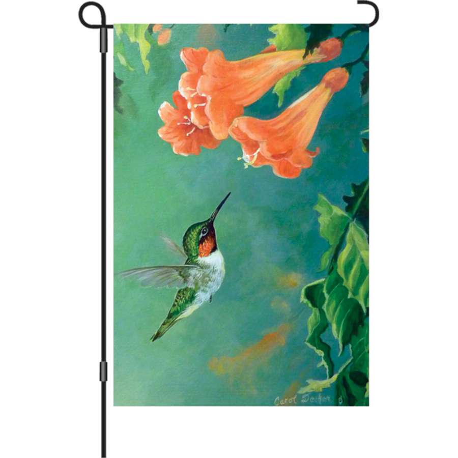 Hummingbird Trumpet Vine Garden Flag