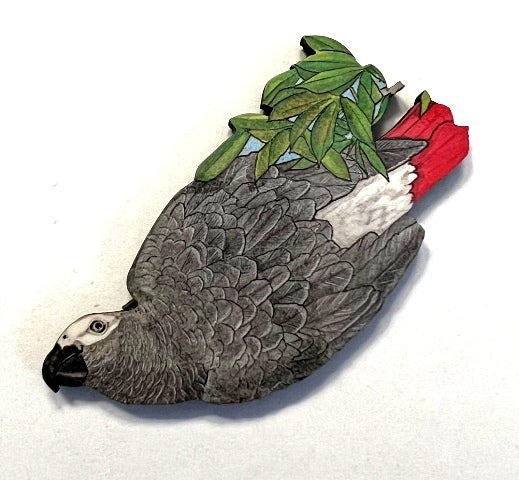 African Grey Wooden Magnet