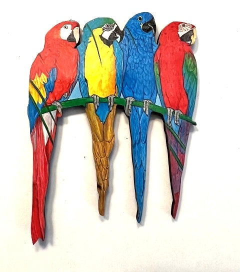 Macaw Parrots Wooden Magnet