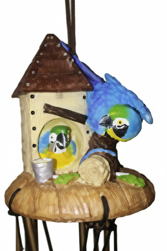 Blue Macaw Birdhouse Chime