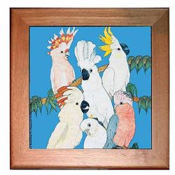 Cockatoo Parrots Ceramic Trivet
