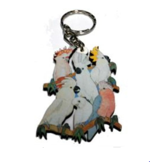 Cockatoos Wooden Keyring