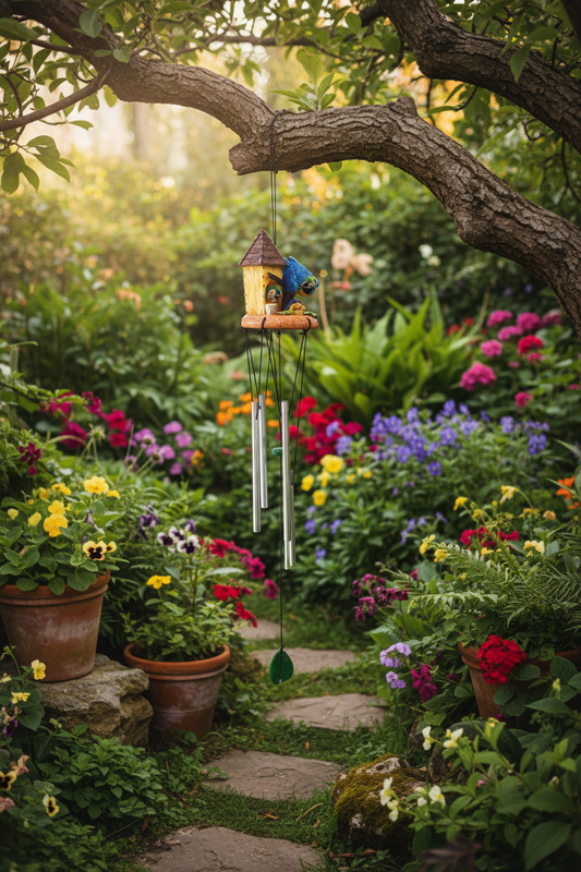Blue Macaw Birdhouse Chime