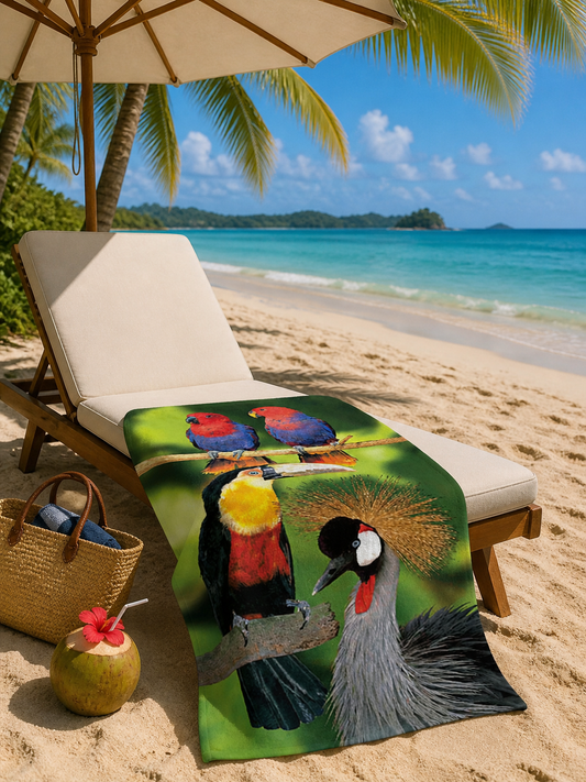Eclectus Toucan Beach Towels