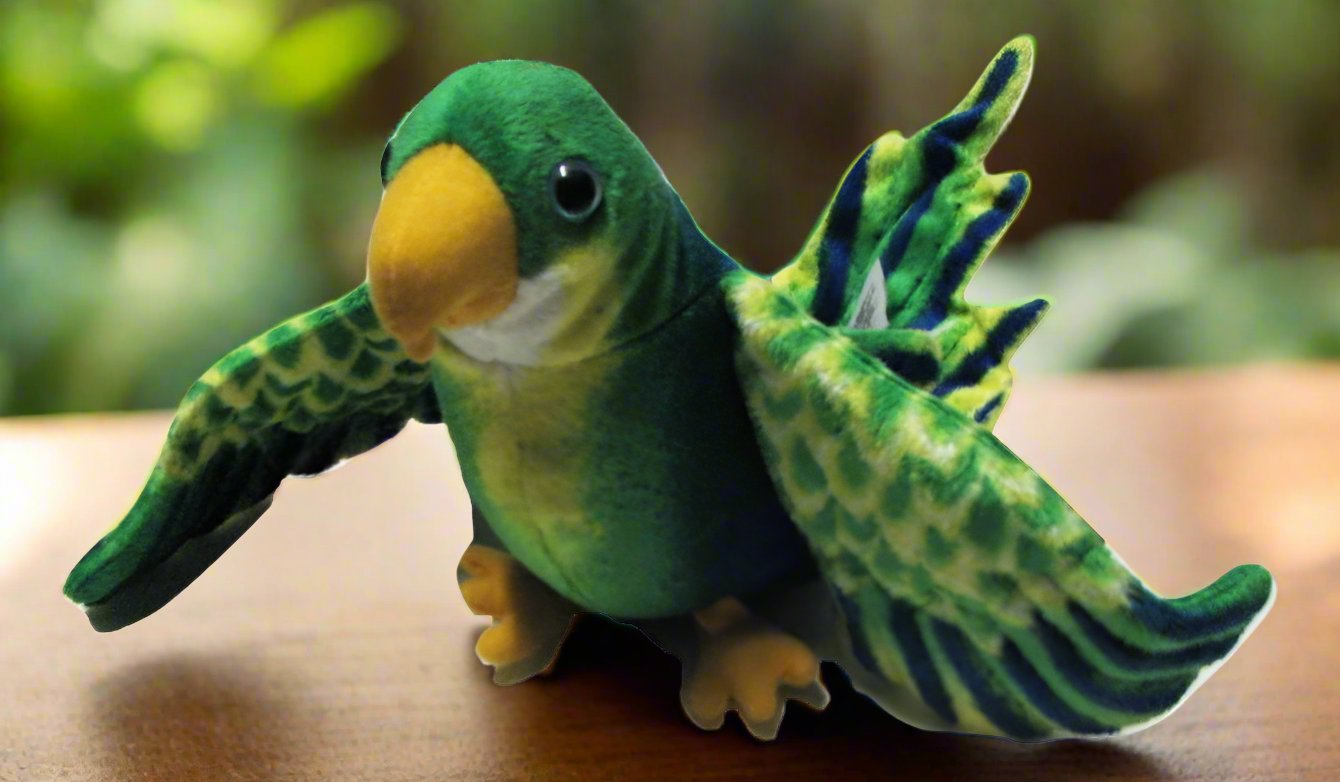 Plush Green Parrot Ornament