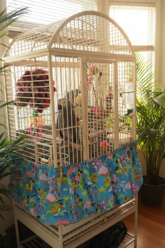 Handmade bird cage skirt and mess catchers