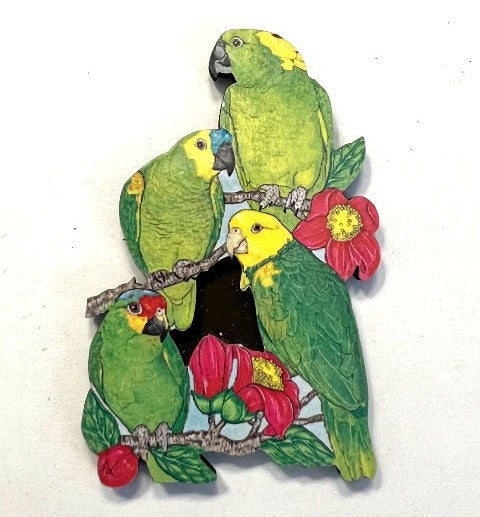 Amazon Parrots Wooden Magnet