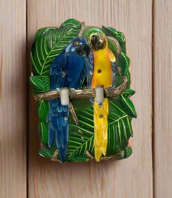 Two Blue Macaws Double Light Switch Cover