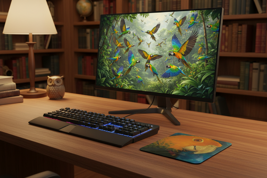 Double Yellow Head Mouse Pad