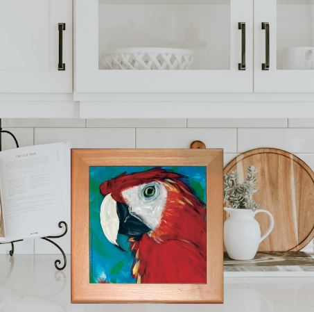 Scarlet Macaw Ceramic Trivet