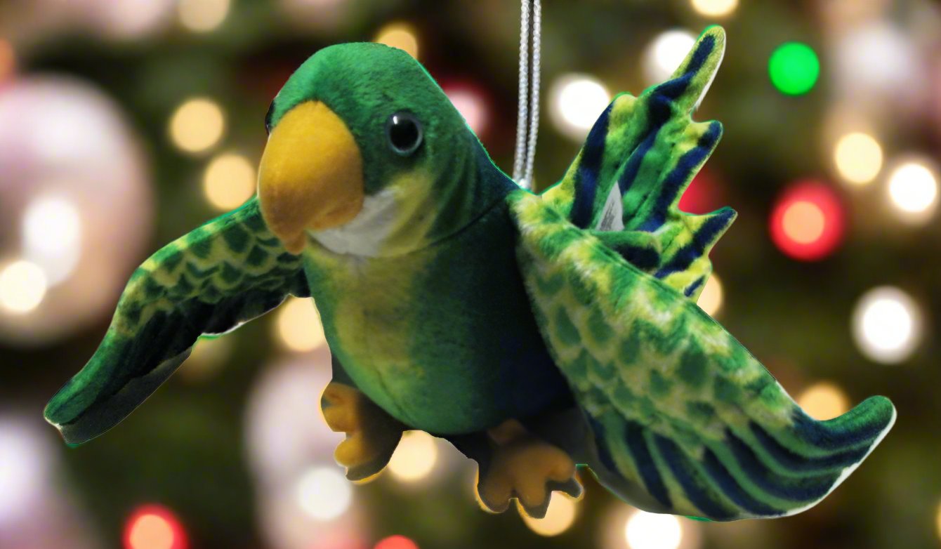 Plush Green Parrot Ornament