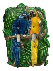 Two Blue Macaws Double Light Switch Cover